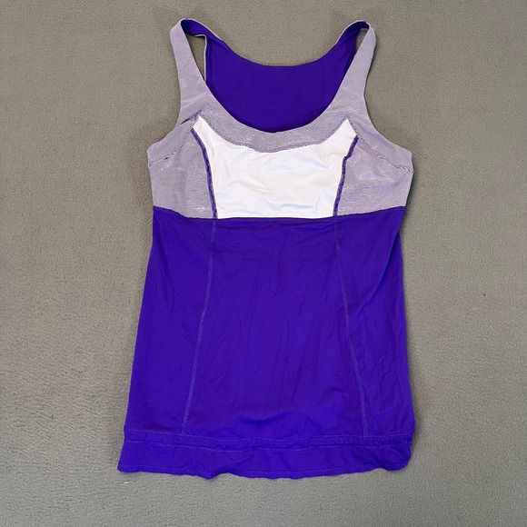 Lululemon Tank Top Women's Size 8 Purple Colorblock Run Ta Ta Topper Cool Cinch - Picture 1 of 8